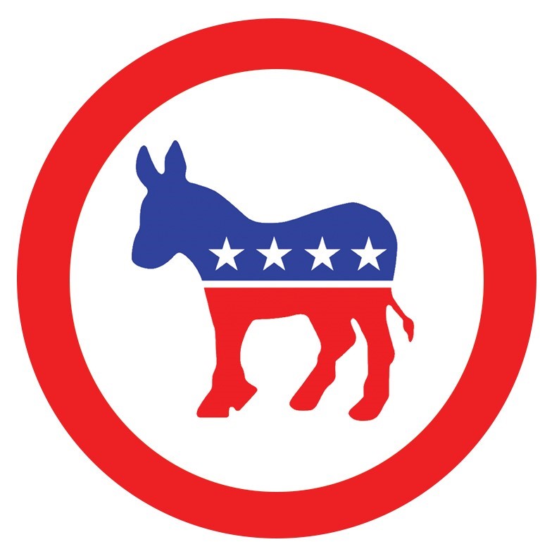 Democrat donkey image in red, white, and blue colors