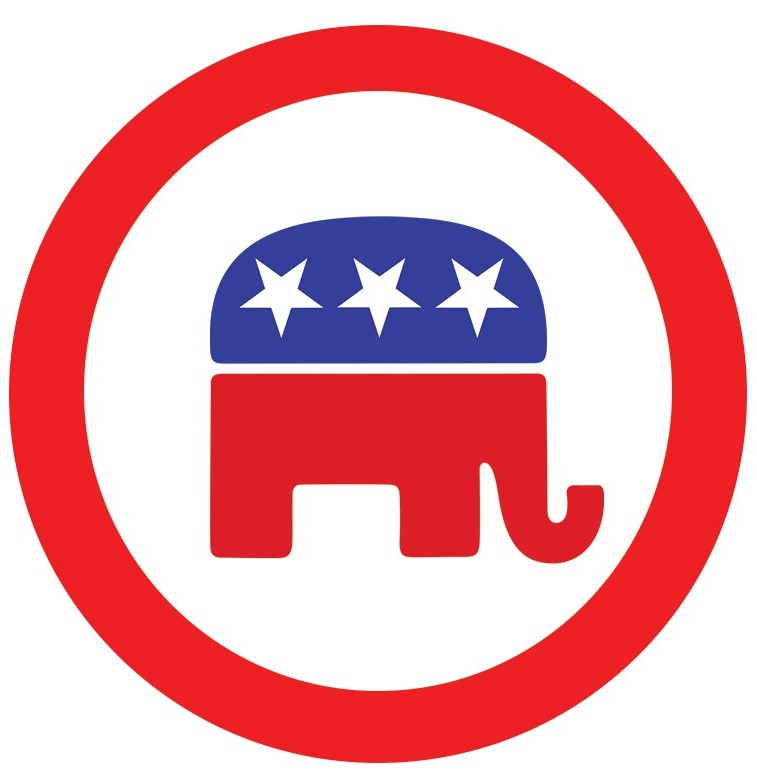 GOP Elephant image in red, white, and blue colors